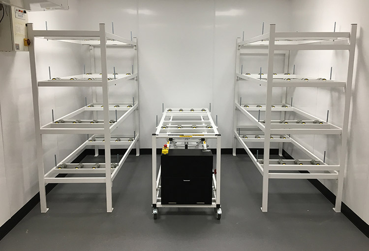 Side loading trolley and racking example